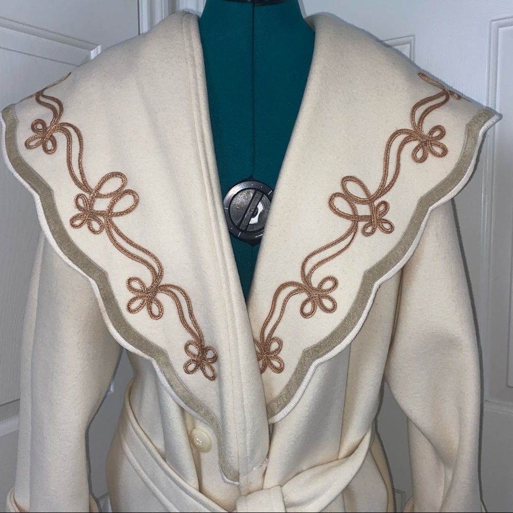 ♥️ VINTAGE Rare Cream ivory white David Benjamin Wool COAT jacket Size10 - Picture 4 of 11